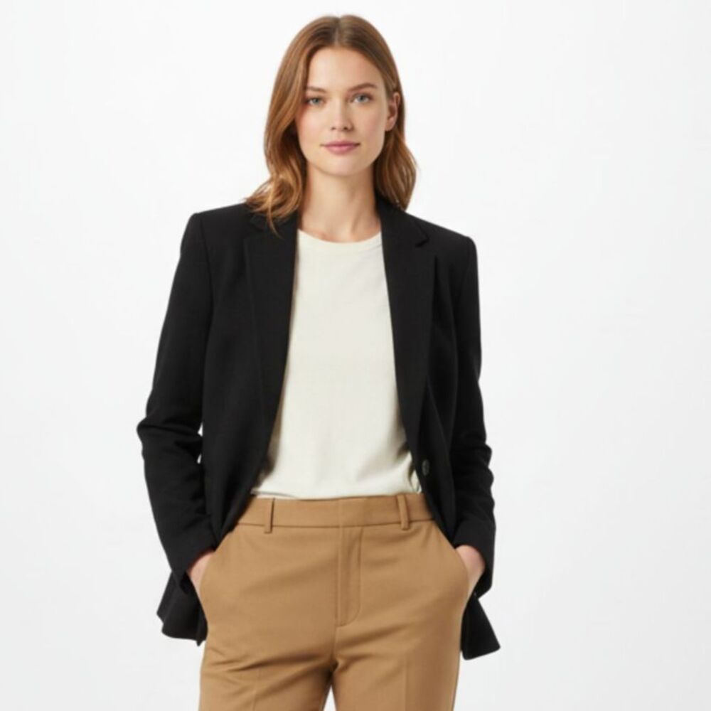 Talbots Black Wool Double Button Blazer Jacket 14 NEW